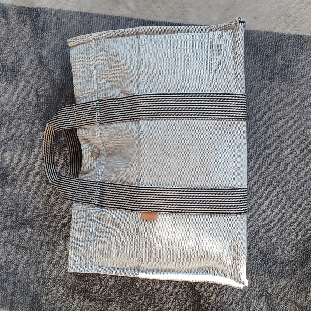 HERMES New Fourre Tout MM Tote Hand Bag canvas Gray